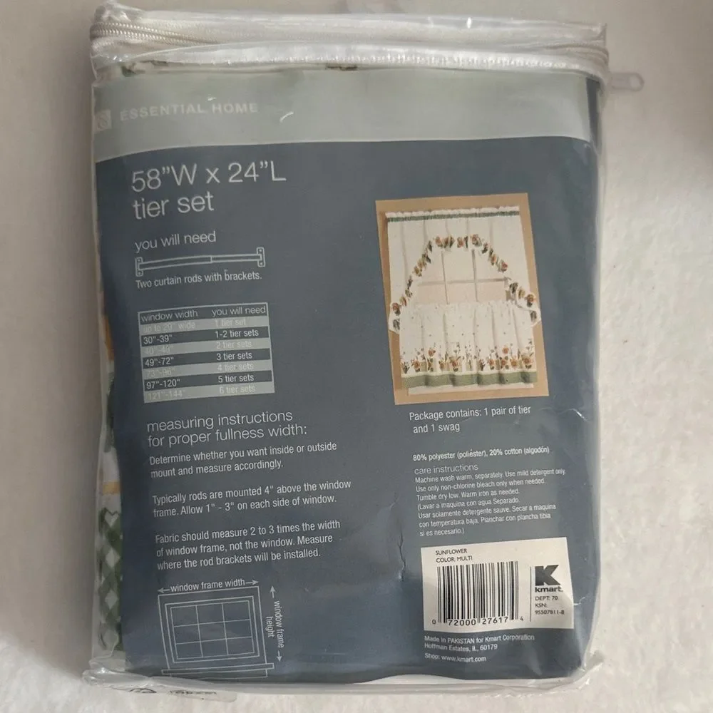 Vintage Sunflower Gingham Kitchen Curtain Cafe Curtains